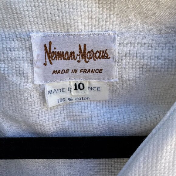 Neiman Marcus Vintage Womens French Cotton V Neck Cropped Peplum Hem Blouse 10 - Picture 5 of 10